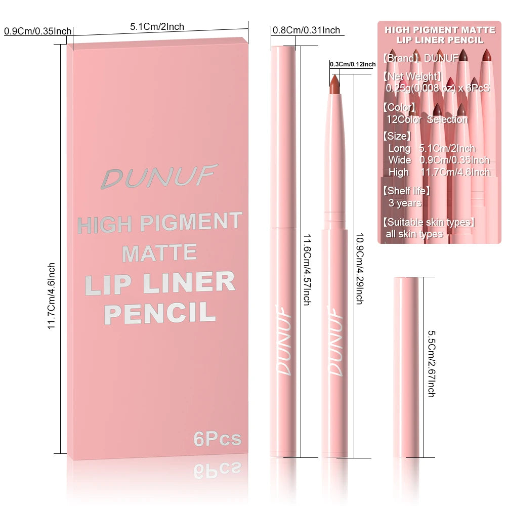 6-Piece Waterproof Lip Liner Pen Set